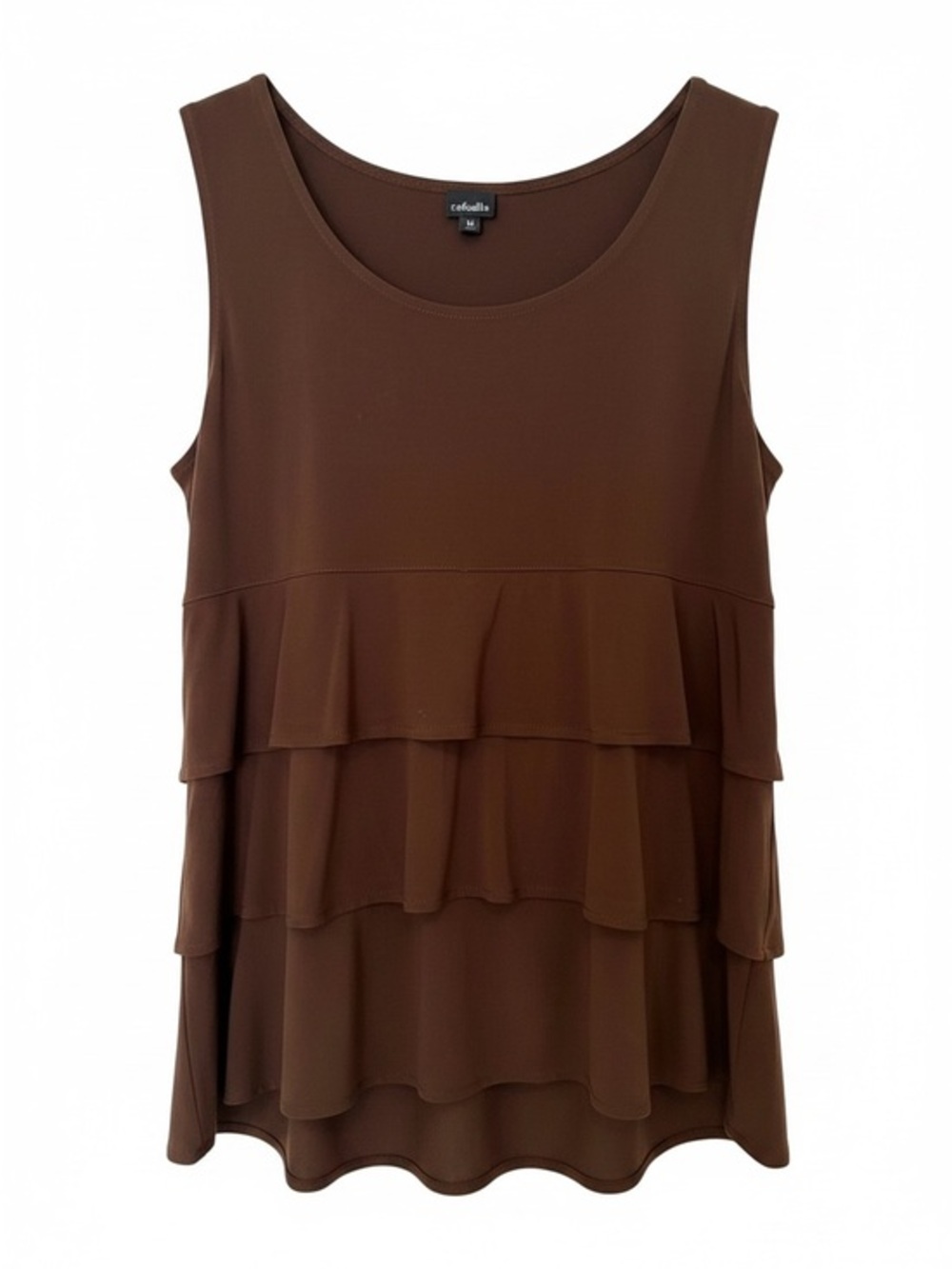 Rafaella Brown Tiered Ruffle Tank Top